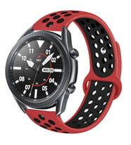 Huawei Watch GT GT2 GT3 GT4 42mm/Honor Magic 2 Kordon Delikli Spor Kordon (Kırmızı-Siyah)
