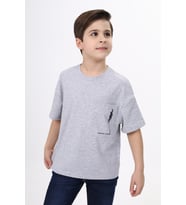 Toontoy Erkek Çocuk Baskılı Tişört ( Gri-Melanj)