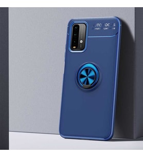 Xiaomi Redmi Note 9 4G Kılıf Yüzüklü Standlı Manyetikli Silikon (Mavi)