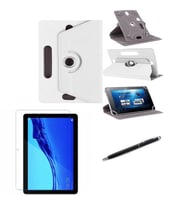 Alcatel 1T 10 2020 Standlı Tablet Kılıfı+Nano Kırılmaz Ekran Koruyucu+Dokunmatik Kalem (Beyaz)