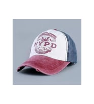 Şapka Unisex Nypd Şapka Beyzbol Eskitme Şapka Cap Kep Mevsimlik Şapka (Bordo-Mavi)