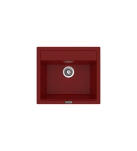POLEX Cristalüx Granit Eviye P-08 Tezgah Altı Ve Tezgah Üstü Kare Mutfak Evyesi 55,5x50cm (Bordo)