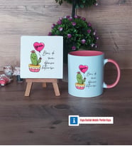 Arkadaşa Hediye Kaktüs Dekoratif Taş, Kupa Bardak Kırmızı Hediye Doğum Günü Hediyesi (Model 5)