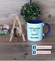 Mekatronik Mühendisi Kupa Bardak Beyaz ve Fotoğraflı Ahşap Anahtarlık Hediye (Model 3)