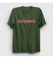 Presmono Unisex Sarı Logo Iron Maiden T-Shirt 86340tt (Haki)