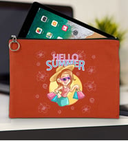 BK Gİft Yaz Temalı-2 Tablet Çantası 30x21cm(12 Renk Seçeneği), Ipad Çantası, Baskılı Tablet Kılıfı (Kiremit)