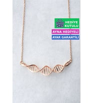 Jewelmim Gümüş DNA Kolye Rose Altın Kaplama Özel Tasarım DNA Figürlü Kolye 925 Ayar Kadın Gümüş Kolye (Rose)