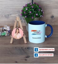 Teknoloji ve Tasarım Öğretmeni Kupa Bardak Beyaz ve Fotoğraflı Ahşap Anahtarlık Hediye (Model 3)