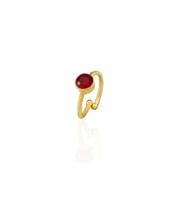 Kadir Jewellery 22 Ayar Altın Kaplama Zirkon Taşlı Ayarlanabilir Kadın Minimal Yüzük (Kırmızı)