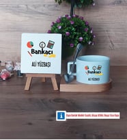 Bankacı Dekoratif Taş, Kupa Bardak Kırmızı Hediye (Model 7)
