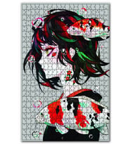 Cakapuzzle Japon Kızı ve Japon Balıkları Puzzle Yapboz MDF (Ahşap) (500 Parça)