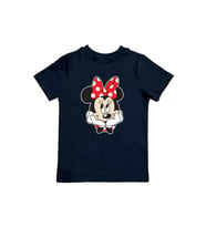 Minnie Mouse baskılı pamuklu penye kumaş yazlık çocuk tişört (Siyah)