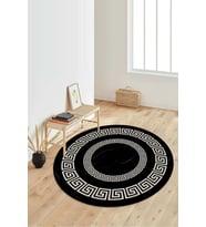 Dijital Baskılı Kaymaz Taban Yıkanabilir Yuvarlak Salon Halısı Koridor Halısı Paspas NDY-SD-494 (Siyah)