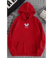 Unisex Mause Sırt Baskılı Sweatshirt (A.Kırmızı)