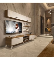 Decoraktiv Eko 5 Mdf Dvd Retro Tv Ünitesi Tv Sehpası (Pera-Beyaz)