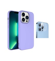 Vendas iPhone 14 Pro Uyumlu (14 Pro) W-Lansman Serisi İçi Kadife İpek Dokulu Lansman Kılıf + Kamera Lens Koruyucu (Lila)