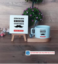 Erkek Öğretmene Hediye Dekoratif Taş, Kupa Bardak Kırmızı Hediye (Model 7)