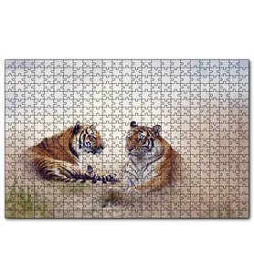 Cakapuzzle Çayırdaki Kaplan Çifti  Puzzle Yapboz MDF (Ahşap) (1000 Parça)