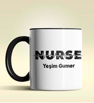Kişiye Özel Nurse (Hemşire) Tasarımlı Turuncu Kupa Bardak (Siyah)