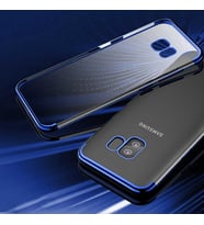 Galaxy S9 Kılıf Dört Köşeli Lazer Silikon Kılıf (Mavi)