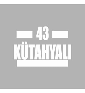 43 Kütahyalı Araba Sticker siyah 16x9 CM (Beyaz)