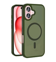 iPhone 16 Kılıf Magsafe Şarj Özellikli Mat Arka Yüzey Sio Kılıf (Koyu Yeşil)