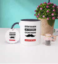 Dünyanın En Yakışıklı Öğretmeni Kupa Bardak ve Anahtarlık (Siyah)