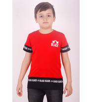 Toontoy Erkek Çocuk BLACK Baskılı Tişört (Kırmızı)