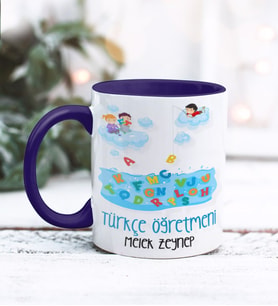 Türkçe Öğretmeni Tasarımlı Kişiye Özel Kupa Bardak (Lacivert)