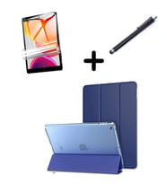 Apple iPad 5. / 6. Nesil Air 1 / 2 9.7 Kılıf Set PU Deri Smart Tablet Kilifi Ekr (Lacivert)