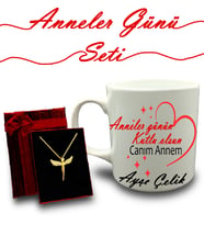 Anneler Gününe Özel Kişiye Özel Kupa & Melek Kolye Hediye Seti (Model 2)