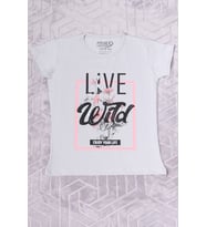 KIZ ÇOCUK TSHİRT LİVE WİLD BASKILI BİSİKLET YAKA F17 (Gri)