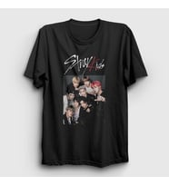 Presmono Unisex Beyaz Band Stray Kids T-Shirt 122498tt (Siyah)