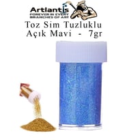 Renkli Toz Sim Tuzluklu 7 gr 1 Adet Renkli Toz Sim Epoksi Reçine Okul Etkinlik Dekarasyon Slime (Açık Mavi)