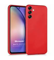 Microsonic Matte Silicone Samsung Galaxy A54 Kılıf Siyah (Kırmızı)