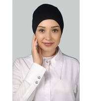 Hazır Pratik Geçmeli Uzun Boru Tesettür Bonesi (Siyah)