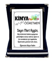 Kimya Öğretmenine Hediye İsim Baskılı Plaket - Öğretmenler Günü Hediyesi (Lacivert)