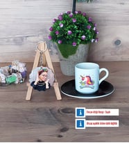 Unicorn Türk Kahvesi Fincanı Ahşap Altlıklı ve Fotoğraflı Ahşap Anahtarlık Hediye (Model 7)