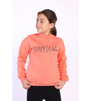 Toontoy Kız Çocuk Balıkçı Yaka İçi Pamuklu Sweatshirt (Somon)