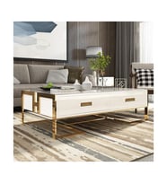 Barbara Gold Metal Orta Sehpa (Beyaz)