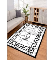 Dijital Kaymaz Taban Yıkanabilir Renkli Salon Halısı Mutfak Halısı Yolluk ND-SD-589 (Beyaz)