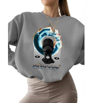 Sonsuz Baskılı Sweatshirt Bej bisiklet yaka kalın kadın erkek unisex 3 iplik şardonlu Sweatshirt (Gri)