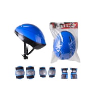 Kask Dizlik Dirseklik Eldiven Koruyucu Set 7 Parça (Mavi)