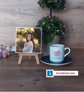 Kadın Sınıf Öğretmenine Hediye Fotoğraflı Dekoratif Taş, Ahşap Altlıklı Türk Kahvesi Fincanı Hediye Öğretmenler Günü Hediyesi (Model 4)