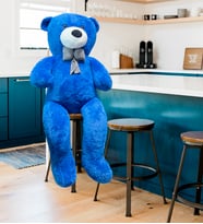 Sevgiliye Özel HEDİYE - 150 cm Papyonlu Şaşkın Peluş Ayı-DEV Boy - % 100 YERLİ - (Mavi)