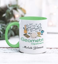 Geometri Öğretmeni Tasarımlı Kişiye Özel Kupa Bardak (Yeşil)