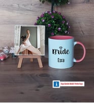 Bride Fotoğraflı Dekoratif Taş, Kupa Bardak Beyaz Hediye (Model 6)