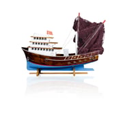 Karadeniz Balıkçı Gemisi, Ahşap Maket Gemi, Model Kotra, Yat Gemi ve Tekne Modeli, El Yapımı Ev, Ofis Hediye ve Aksesuar (Mavi)