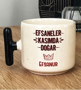 Kişiye Özel Efsaneler Kasımda Doğar Hediye T Kupa Bardak Doğum Günü Hediyesi (Siyah)