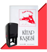 Kişiye Özel  Kara Kedi 4 Tarihli Kitap Kaşesi (Kırmızı)